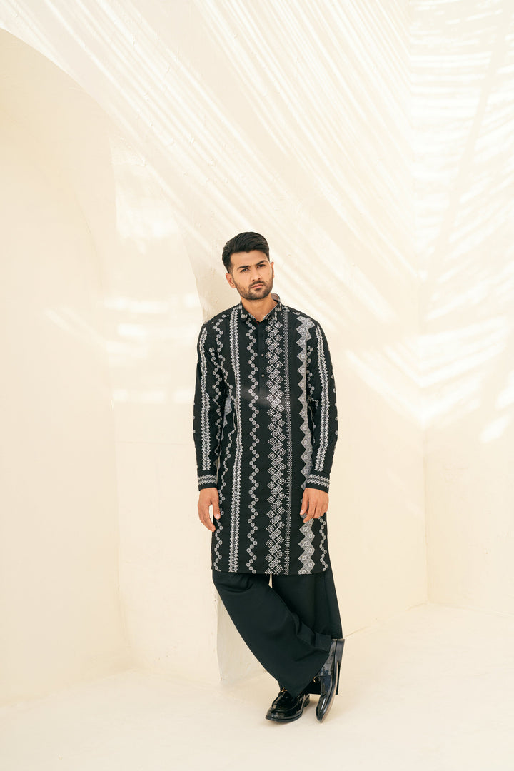 DEEPAK & FAHAD - Elan - Black & White - wash n wear - 2 Piece