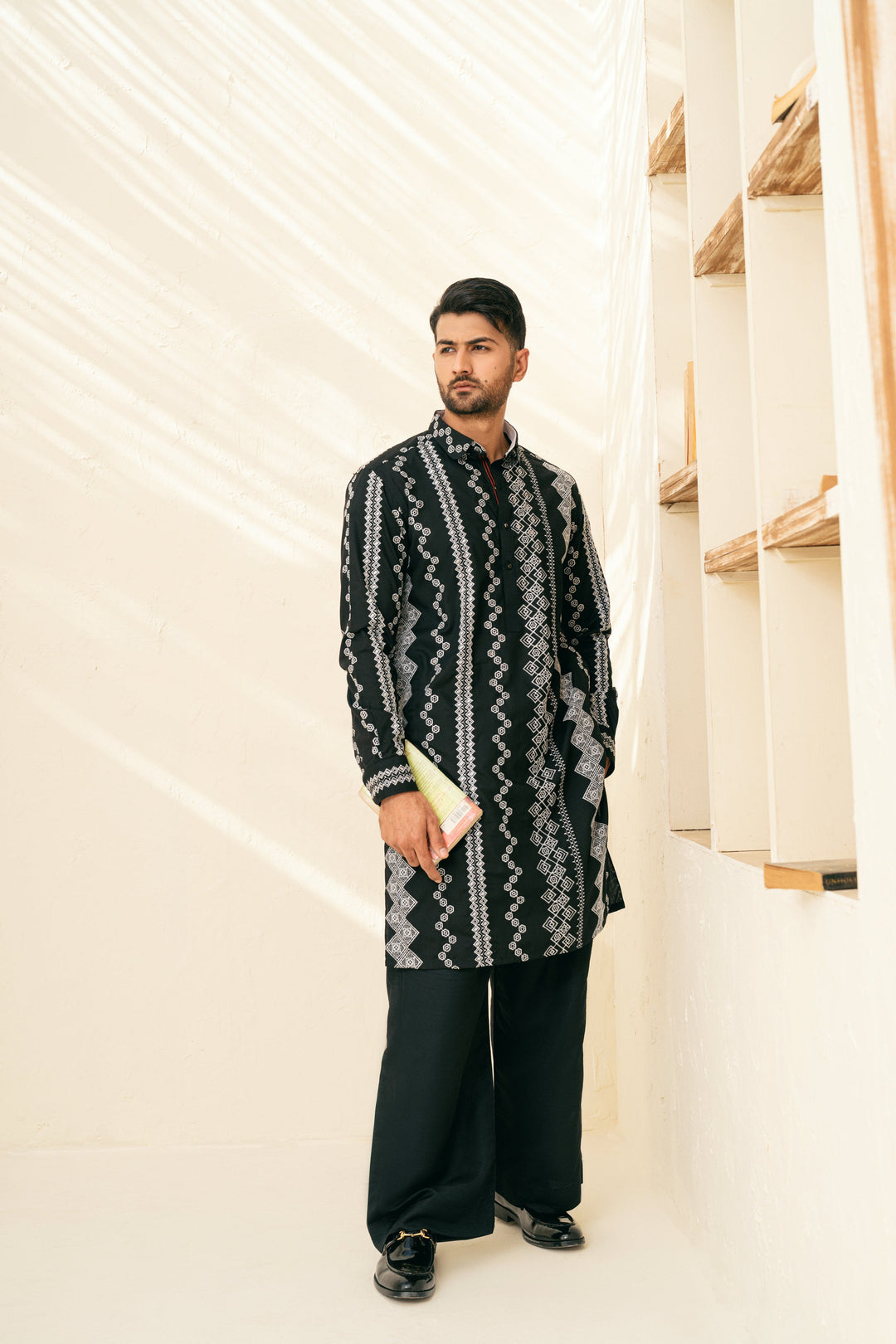 DEEPAK & FAHAD - Elan - Black & White - wash n wear - 2 Piece