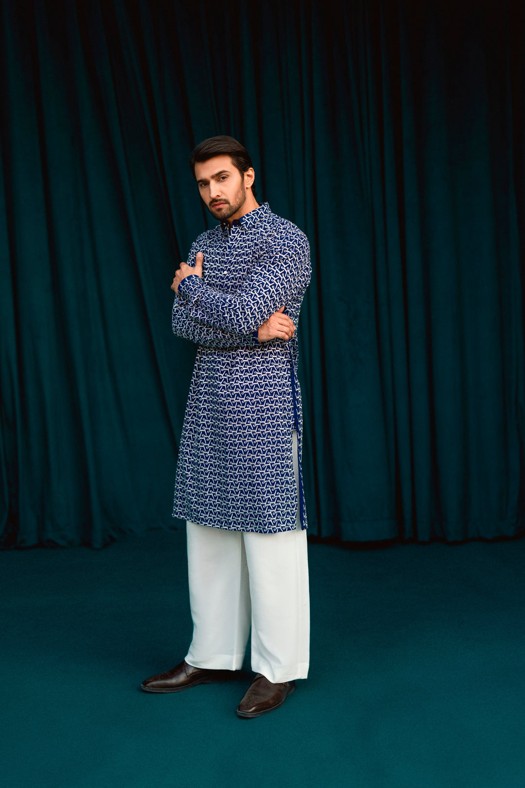 DEEPAK & FAHAD - Kian - Navy Blue - cotton - 2 Piece