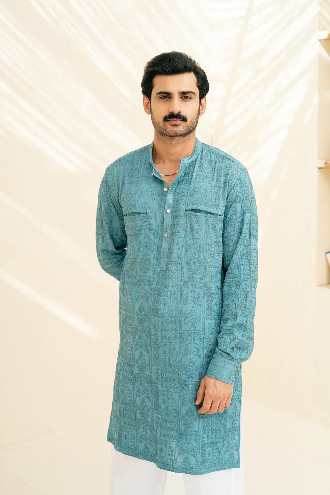 DEEPAK & FAHAD - Zayir - Blue & White - cotton - 2 Piece