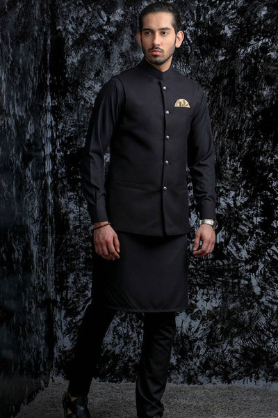 Kurta Corner - Men's Design WC-9 - Black - Suiting - 1 Piece - Waist Coat - Studio by TCS