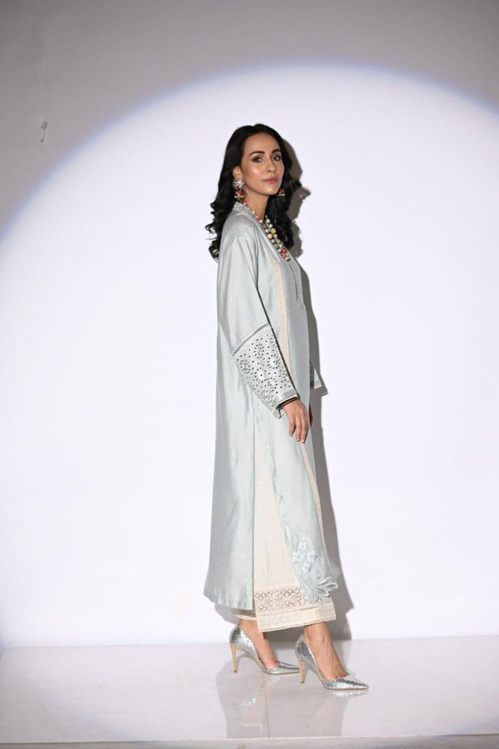 Insia Sohail - Ash - Powder blue - 3 Piece - Cotton net - Studio by TCS