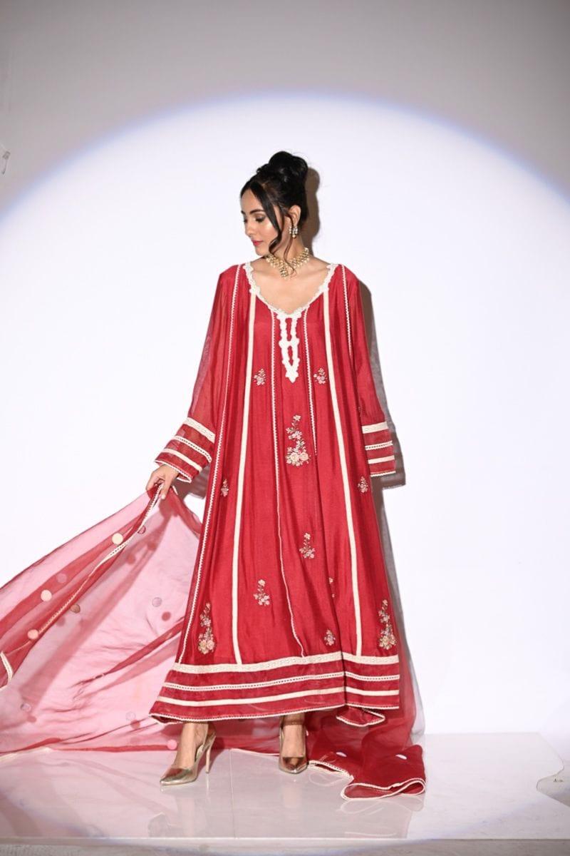 Insia Sohail - Rozina - Red - 3 Piece - Cotton net - Studio by TCS