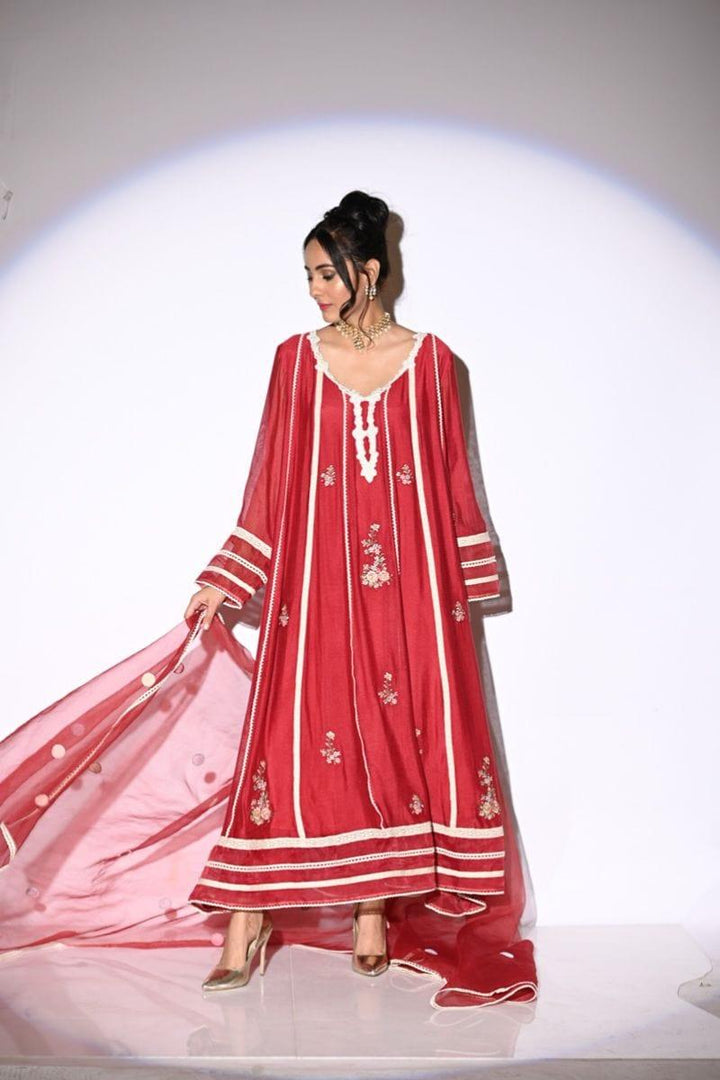 Insia Sohail - Rozina - Red - 3 Piece - Cotton net - Studio by TCS