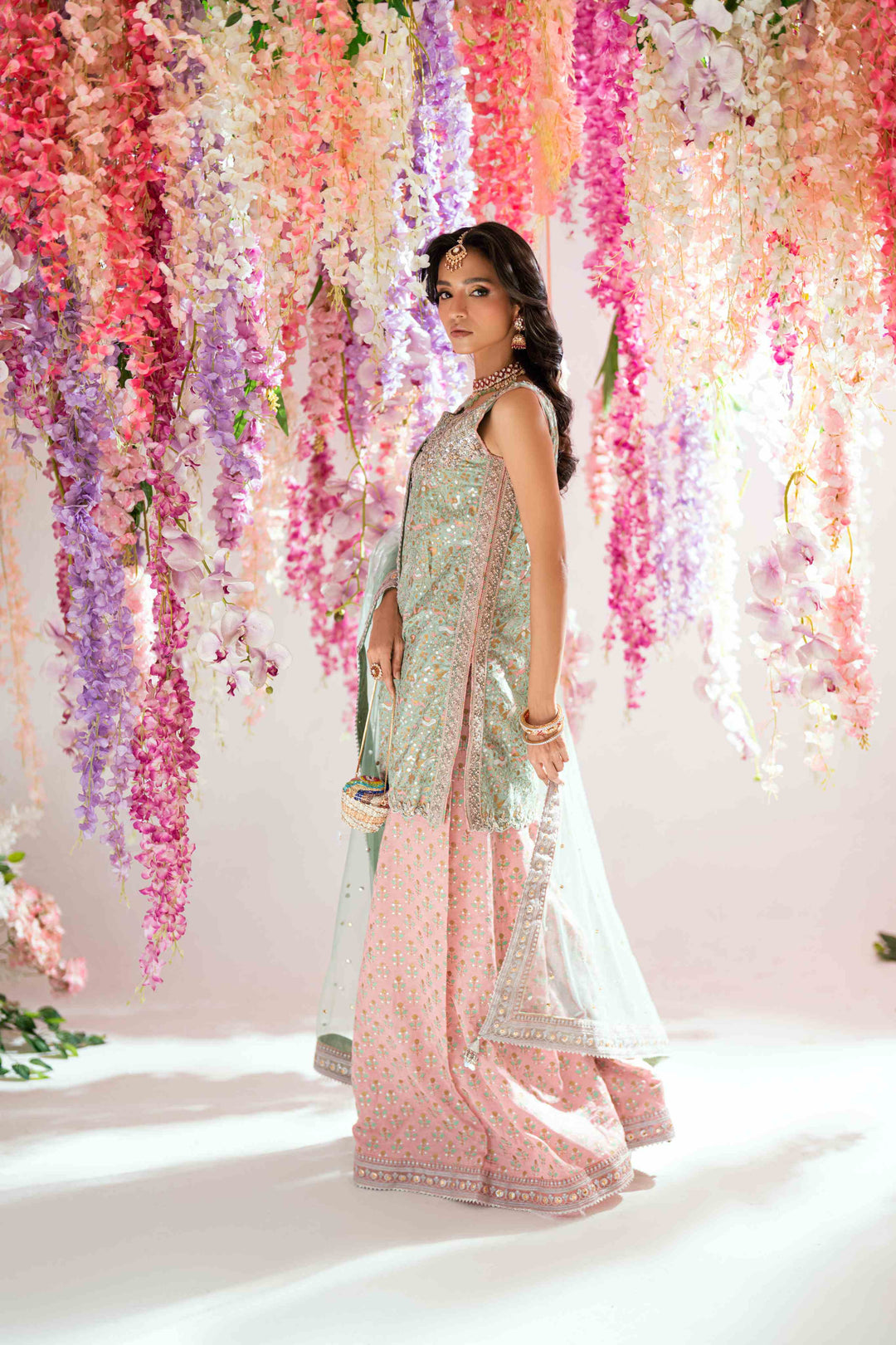 Shehrnaz - Niva Emerald Kurta Set - SHK-1568 - Green - Crepe silk - 3 Piece