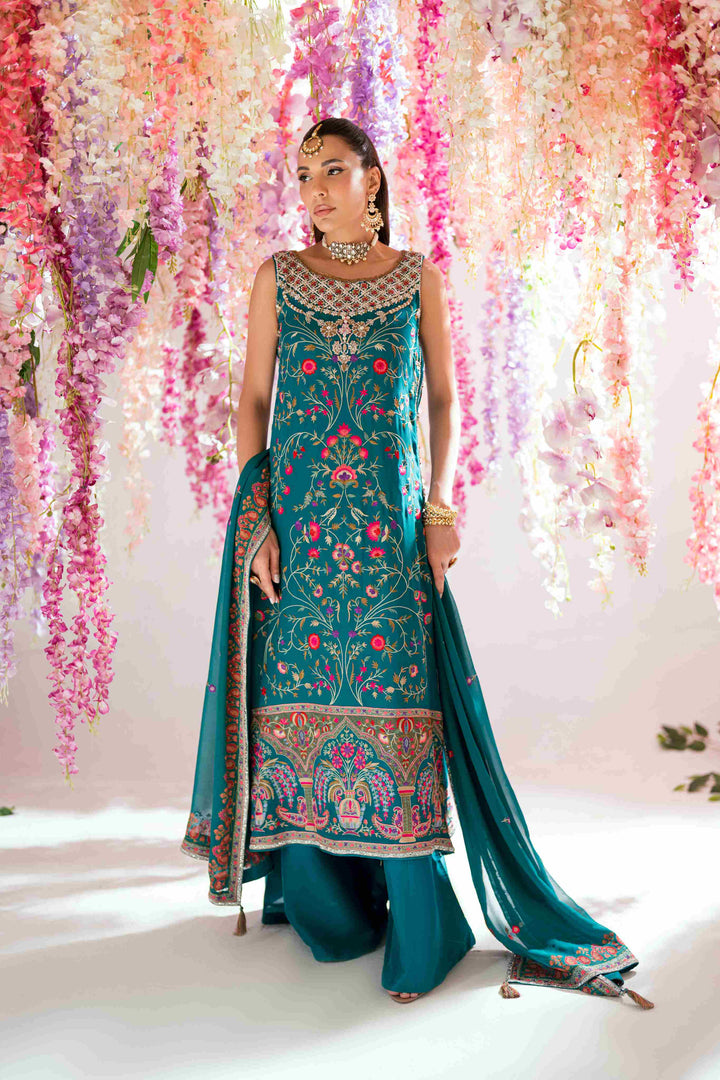 Shehrnaz - Lila Turquoise - SHK-1567 - Turqoise green - Chiffon - 3 Piece