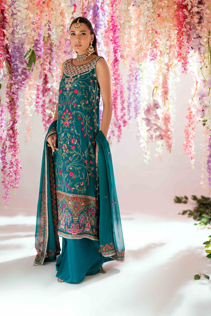 Shehrnaz - Lila Turquoise - SHK-1567 - Turqoise green - Chiffon - 3 Piece