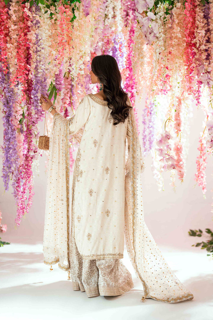 Shehrnaz - Mira Ivory - SHK-1538 - Off-white - Cotton net - 3 Piece