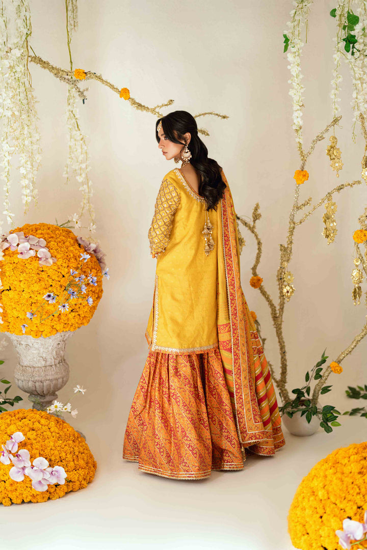 Shehrnaz - Sena Sunshine Kurta Set - SHK-1571 - Yellow - Cotton net - 3 Piece