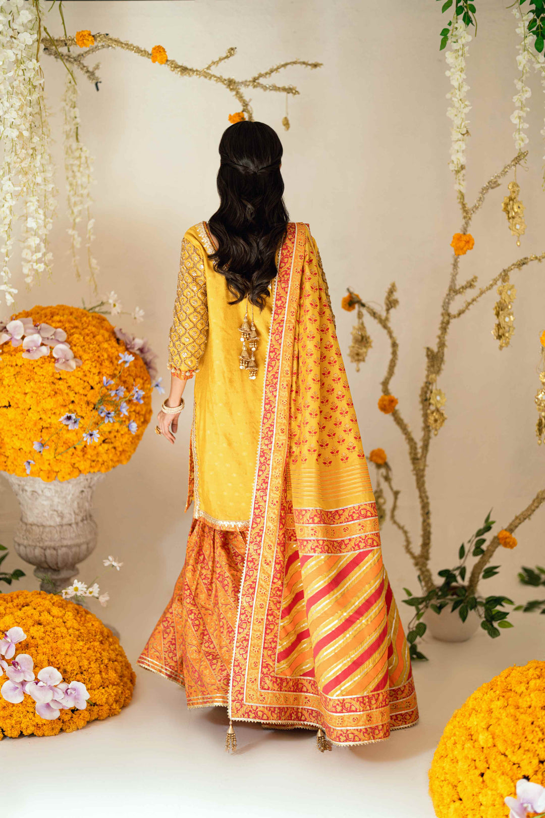 Shehrnaz - Sena Sunshine Kurta Set - SHK-1571 - Yellow - Cotton net - 3 Piece