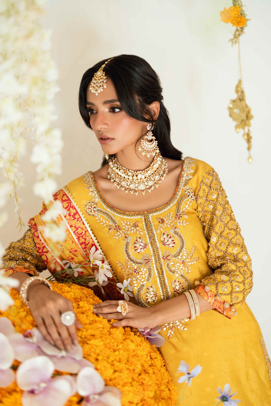 Shehrnaz - Sena Sunshine Kurta Set - SHK-1571 - Yellow - Cotton net - 3 Piece