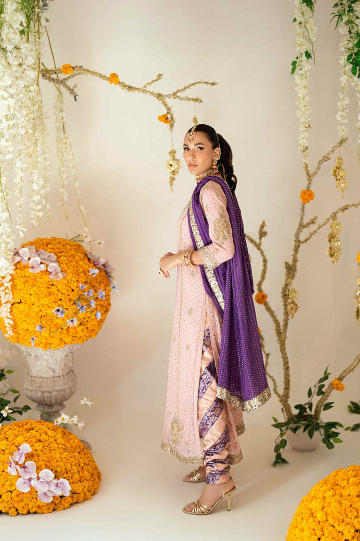 Shehrnaz - Leni Blush Anarkali Set - SHK-1563 - Tea pink - Chiffon - 3 Piece