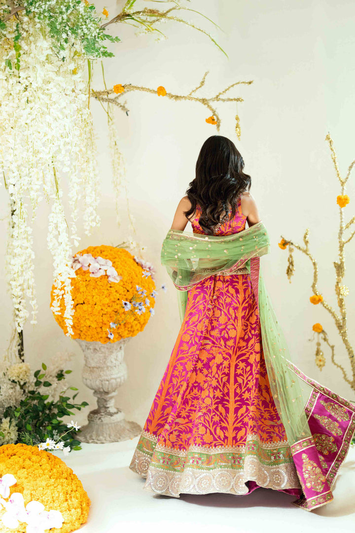 Shehrnaz - Ena Amethyst Lehenga Set - SHK-1576 - Purple  - Satin / Net - 3 Piece