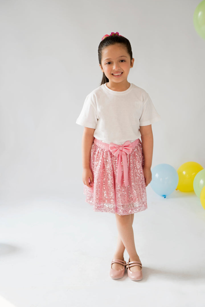 Hummingbirds - Pink Sequin Party Skirt - 1 Piece