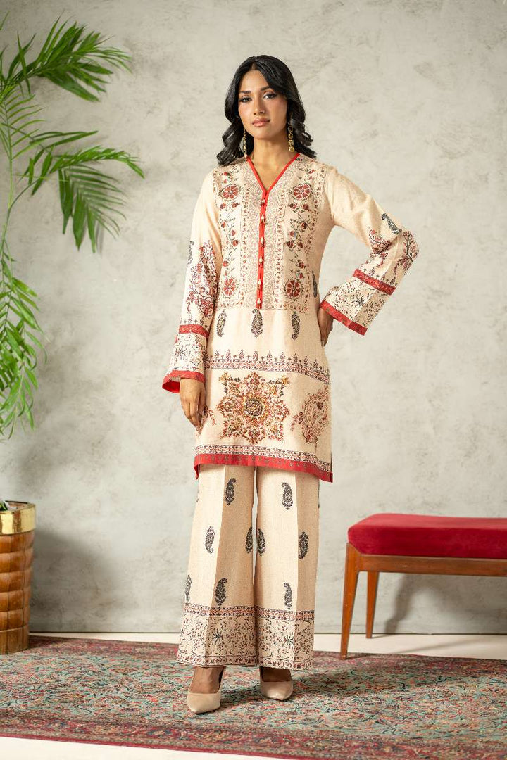 Shamaeel - Traditional Tribe Khaadi Silk Suit For Women - Multi - 3 Piece