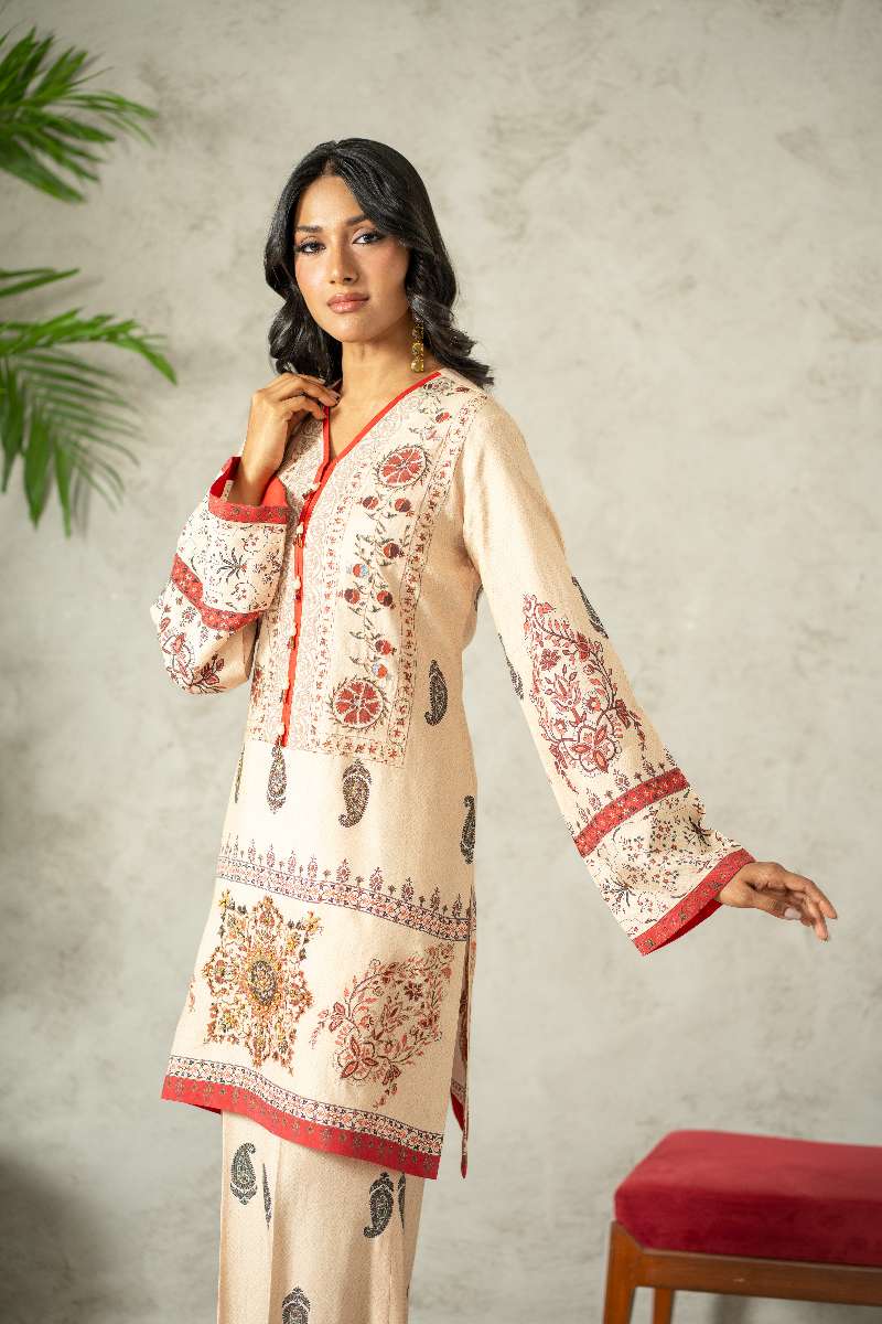 Shamaeel - Traditional Tribe Khaadi Silk Suit For Women - Multi - 3 Piece