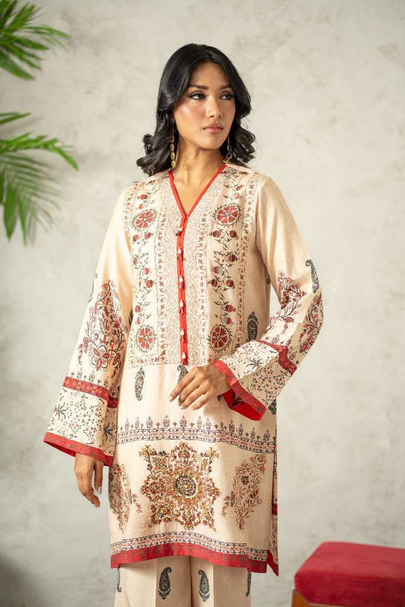 Shamaeel - Traditional Tribe Khaadi Silk Suit For Women - Multi - 3 Piece