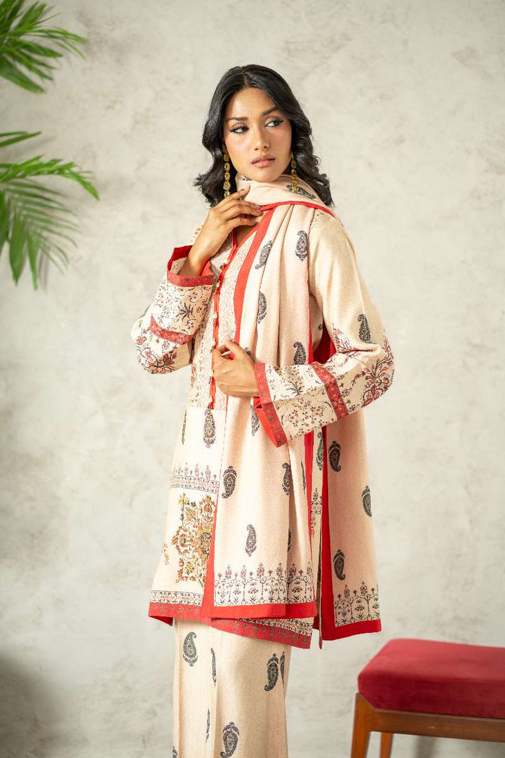 Shamaeel - Traditional Tribe Khaadi Silk Suit For Women - Multi - 3 Piece