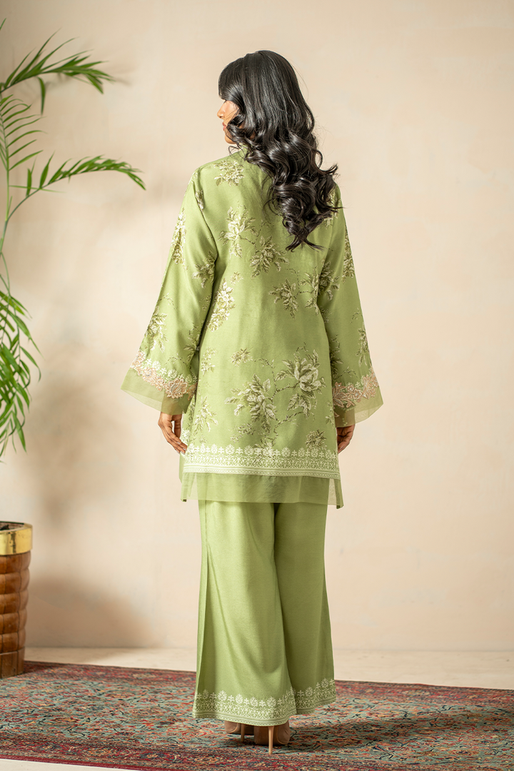 Shamaeel - Olive Bloom - Khaddi Silk/Medium Silk