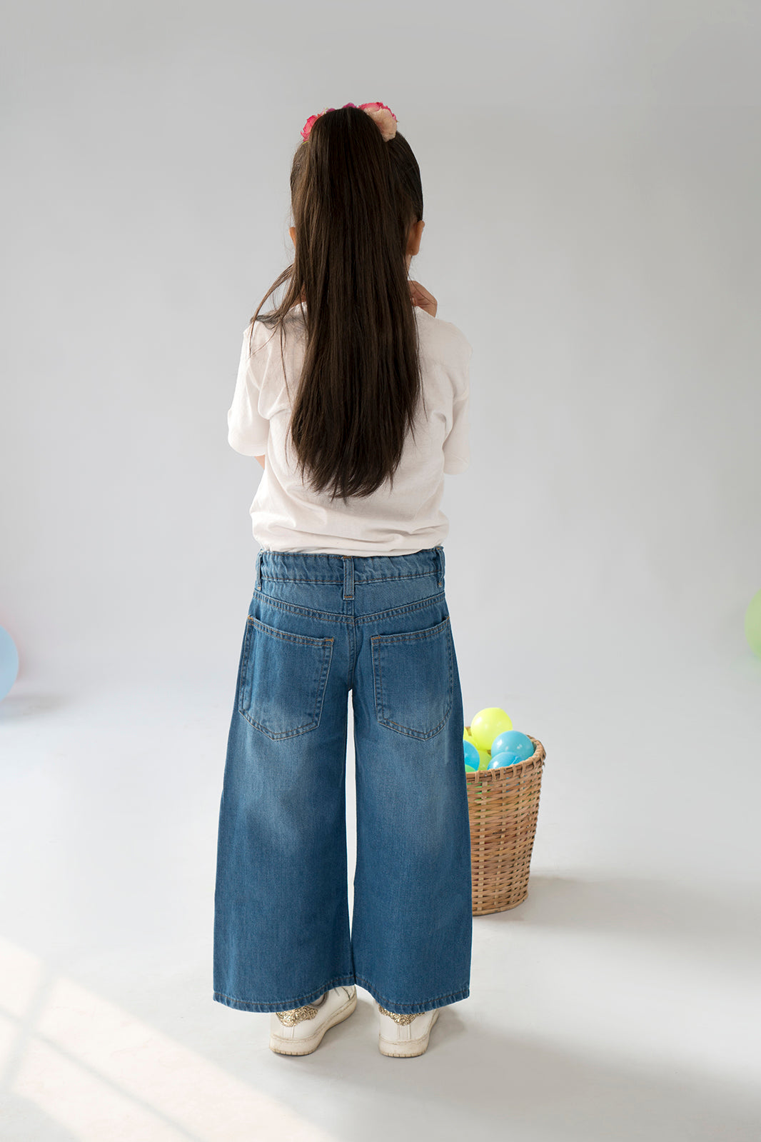 Hummingbirds - Embroidered Wide-Leg Denim Jeans - 1 Piece