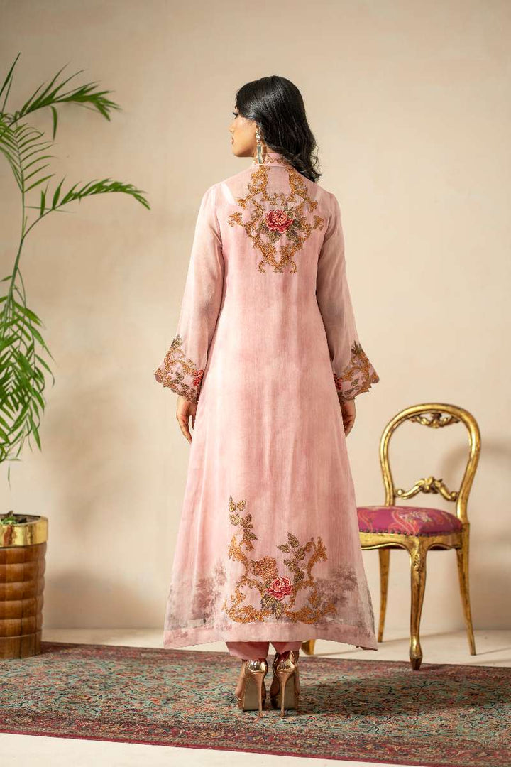 Shamaeel - Blush Rose Cotton Silk Suit For Women - Light Pink - 3 Piece