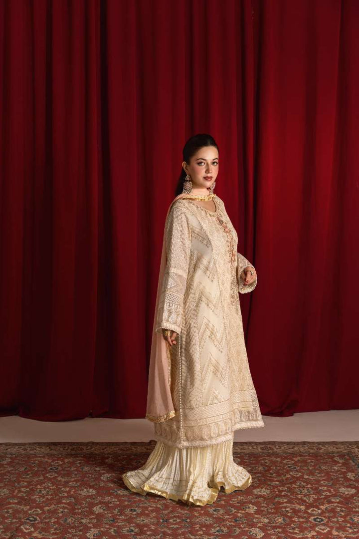 Zaaviay-Luna Pearl-White-Chikankari-3 Piece