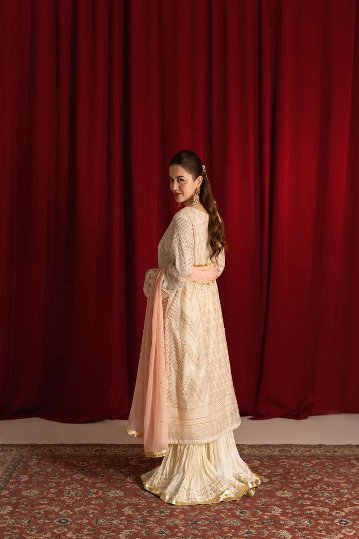 Zaaviay-Luna Pearl-White-Chikankari-3 Piece