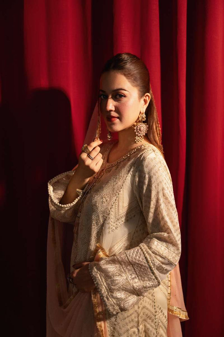 Zaaviay-Luna Pearl-White-Chikankari-3 Piece