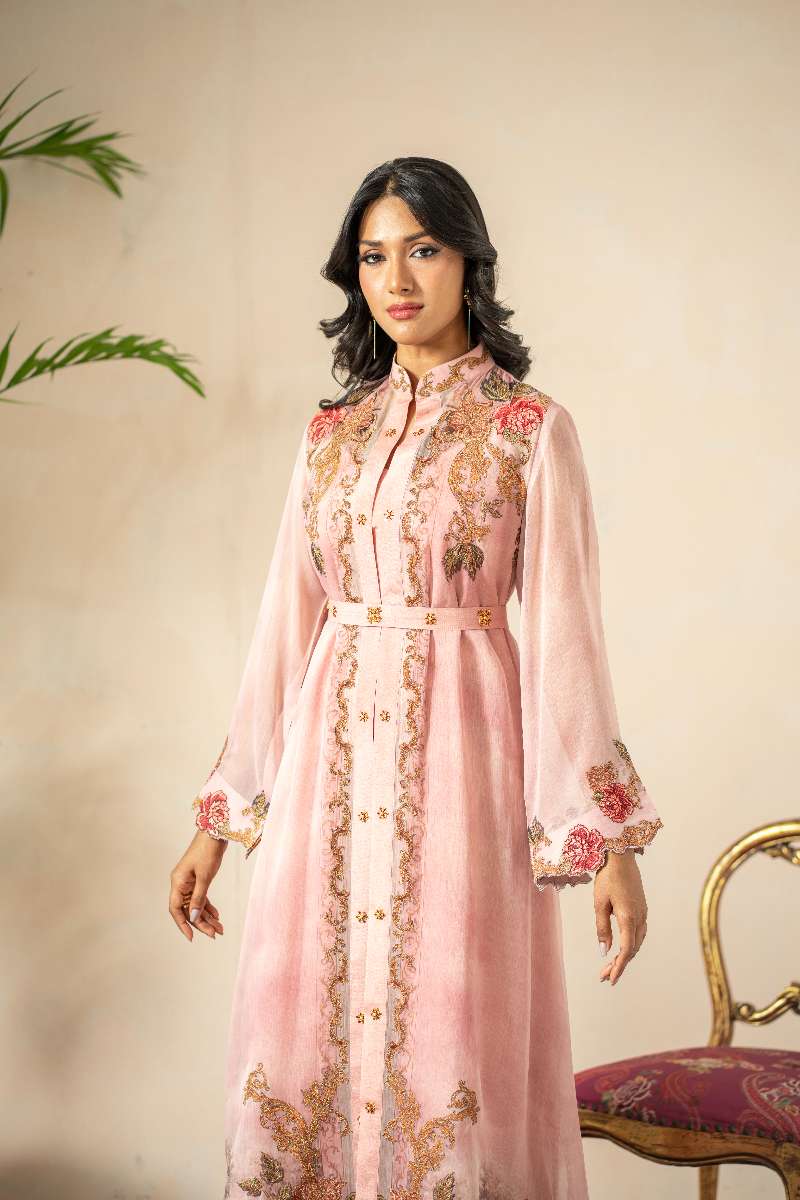 Shamaeel - Blush Rose Cotton Silk Suit For Women - Light Pink - 3 Piece