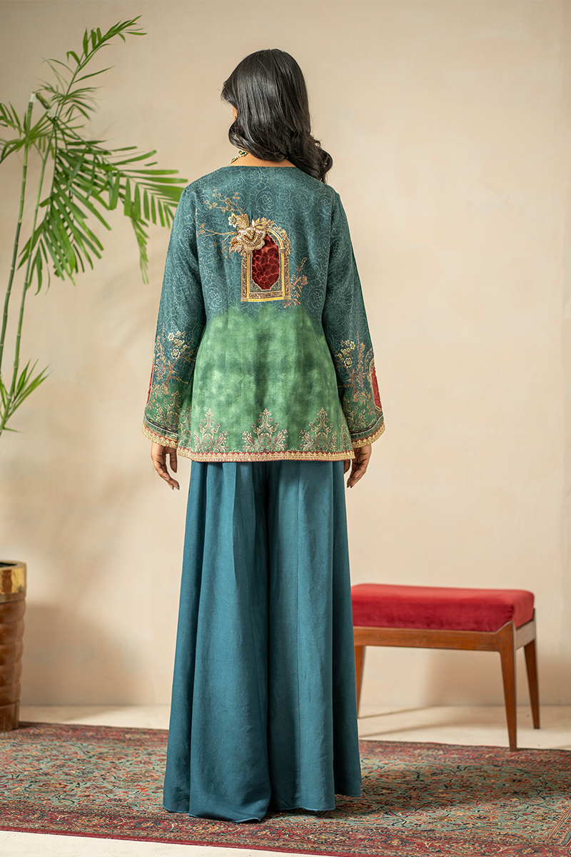 Shamaeel - Emerald Mist - Viscose Silk & Velvet/Cotton Silk