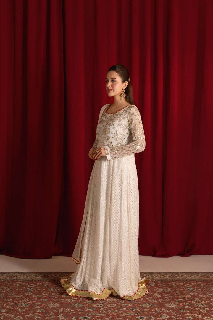 Zaaviay-Golden Glow-White-Chiffon-3 Piece