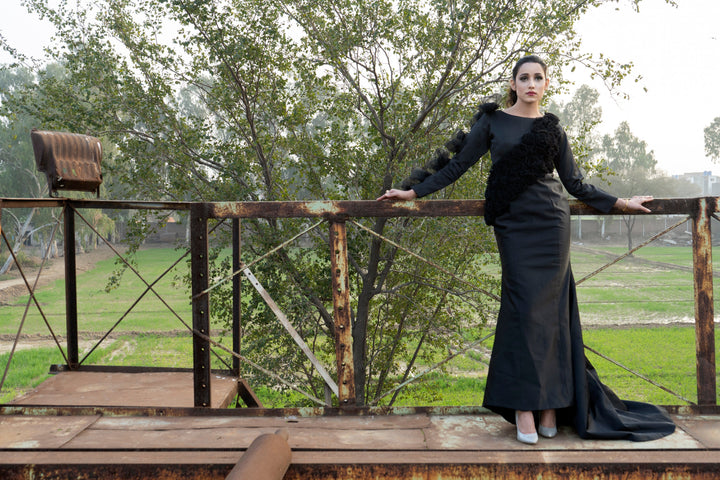 Syah - Smoked Pattern Maxi - Silk - Black - 1 Piece