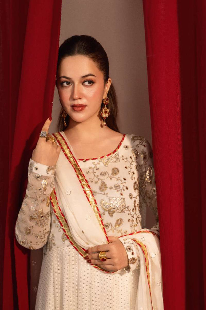 Zaaviay-Golden Glow-White-Chiffon-3 Piece