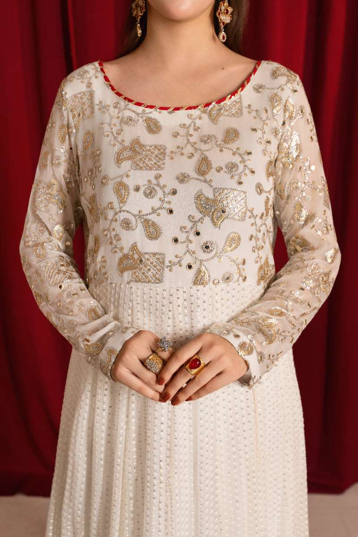 Zaaviay-Golden Glow-White-Chiffon-3 Piece
