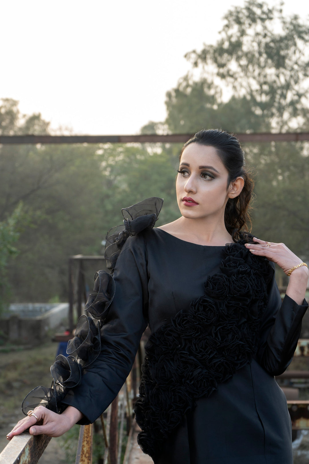 Syah - Smoked Pattern Maxi - Silk - Black - 1 Piece