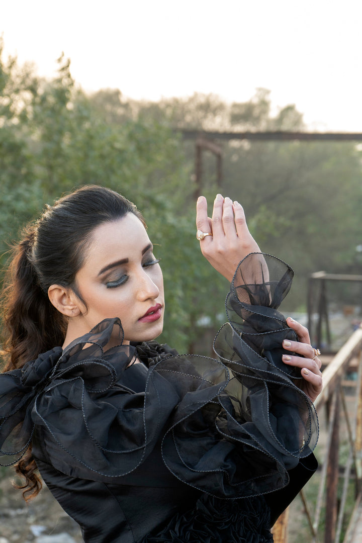 Syah - Smoked Pattern Maxi - Silk - Black - 1 Piece