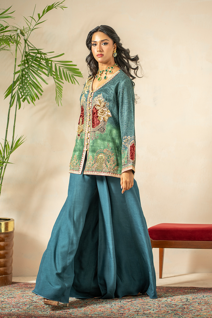 Shamaeel - Emerald Mist - Viscose Silk & Velvet/Cotton Silk