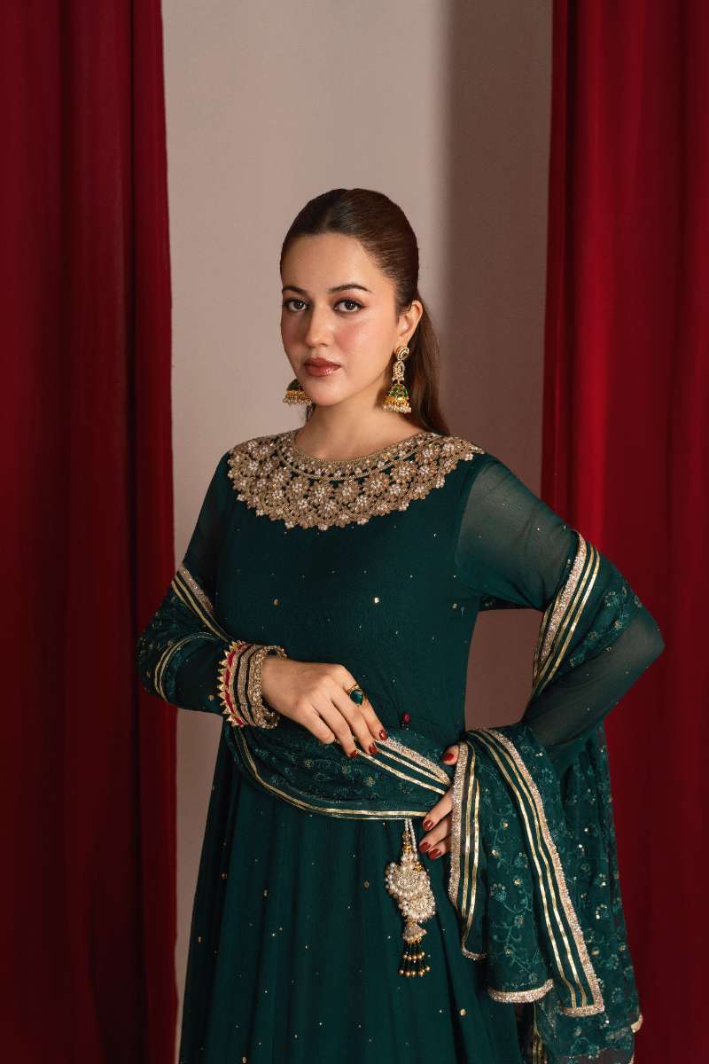 Zaaviay-Green Grace-Emerald Green-Chiffon-3 Piece