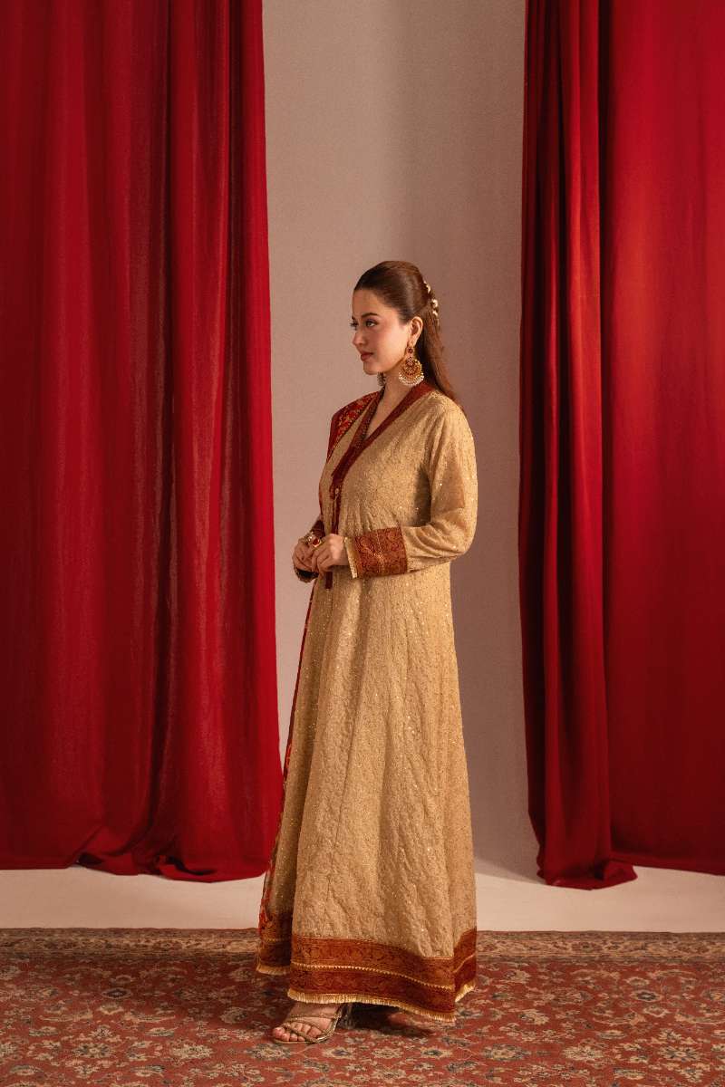 Zaaviay-Ruby Charm-Beige-Chikankari-3 Piece