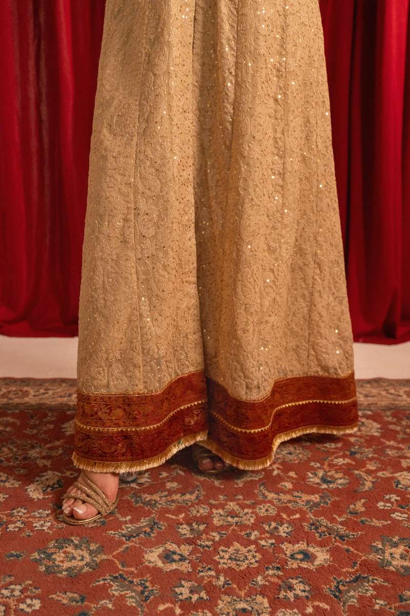 Zaaviay-Ruby Charm-Beige-Chikankari-3 Piece