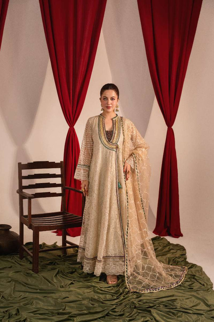 Zaaviay-Beige Bloom-Ivory-Chikankari-3 Piece