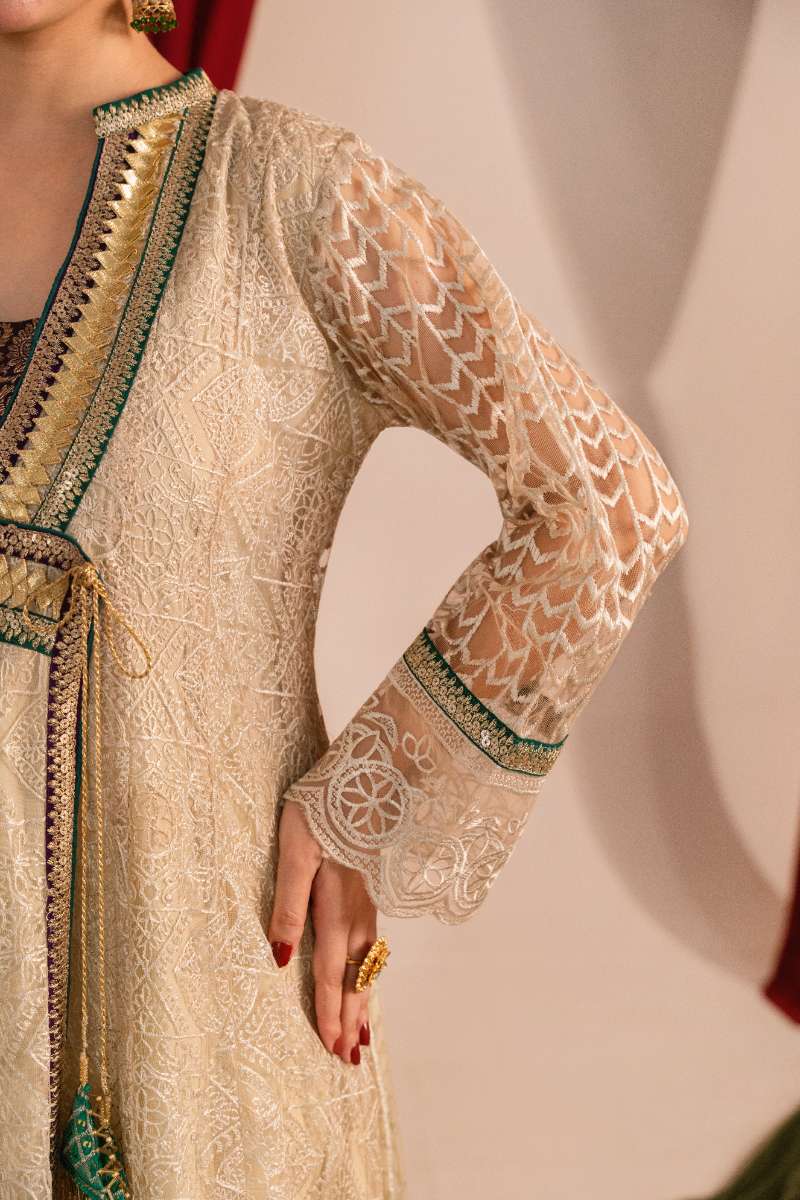 Zaaviay-Beige Bloom-Ivory-Chikankari-3 Piece