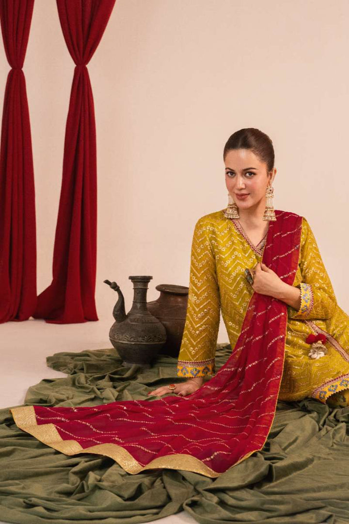 Zaaviay-Olive Splash-Olive Green-Chikankari-3 Piece