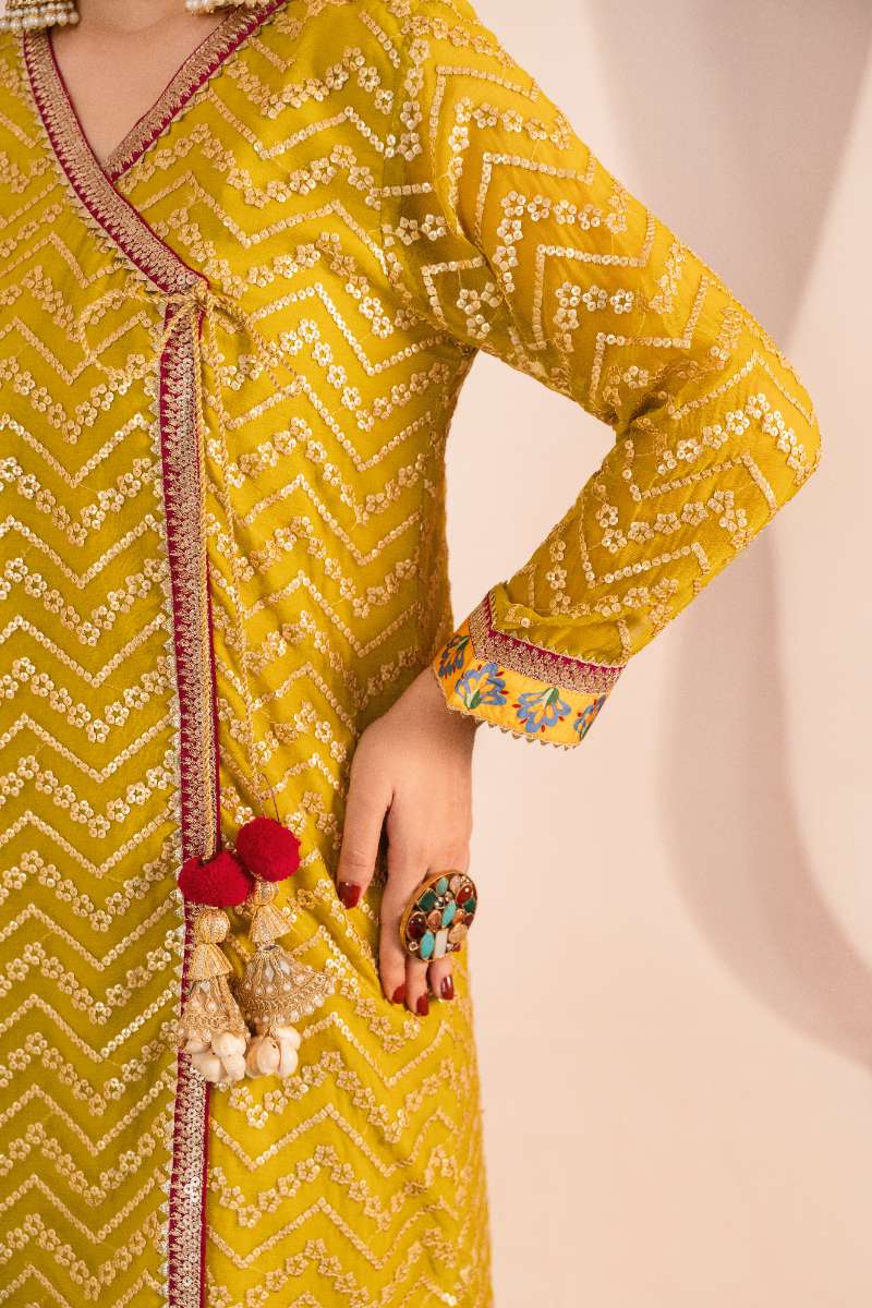 Zaaviay-Olive Splash-Olive Green-Chikankari-3 Piece