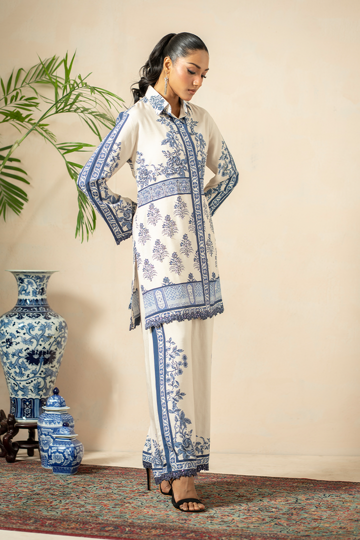 Shamaeel - Blue Opal - Khaadi Silk