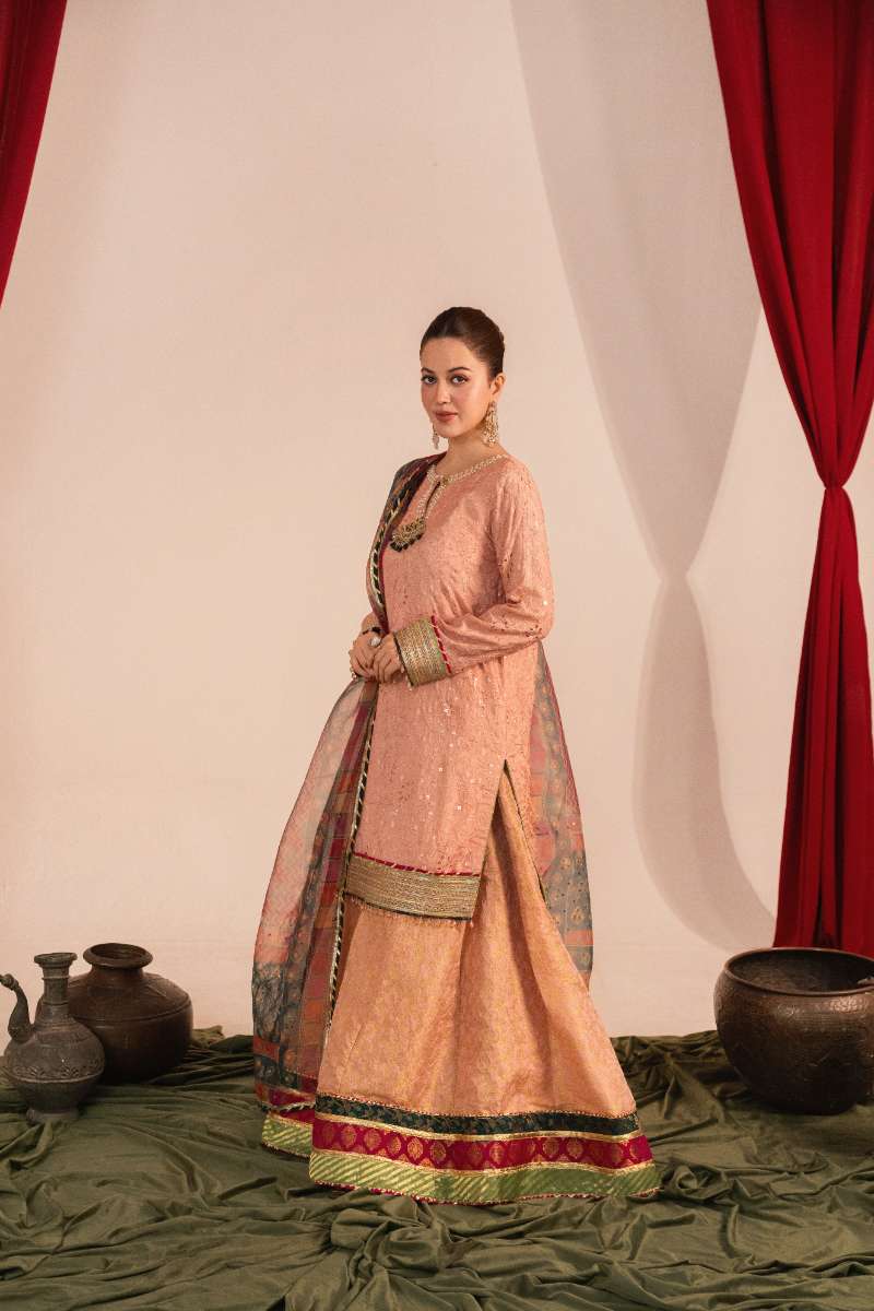 Zaaviay-Blush Glow-Blush Pink-Cutwork Silk-3 Piece