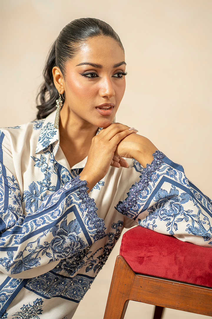 Shamaeel - Blue Opal - Khaadi Silk