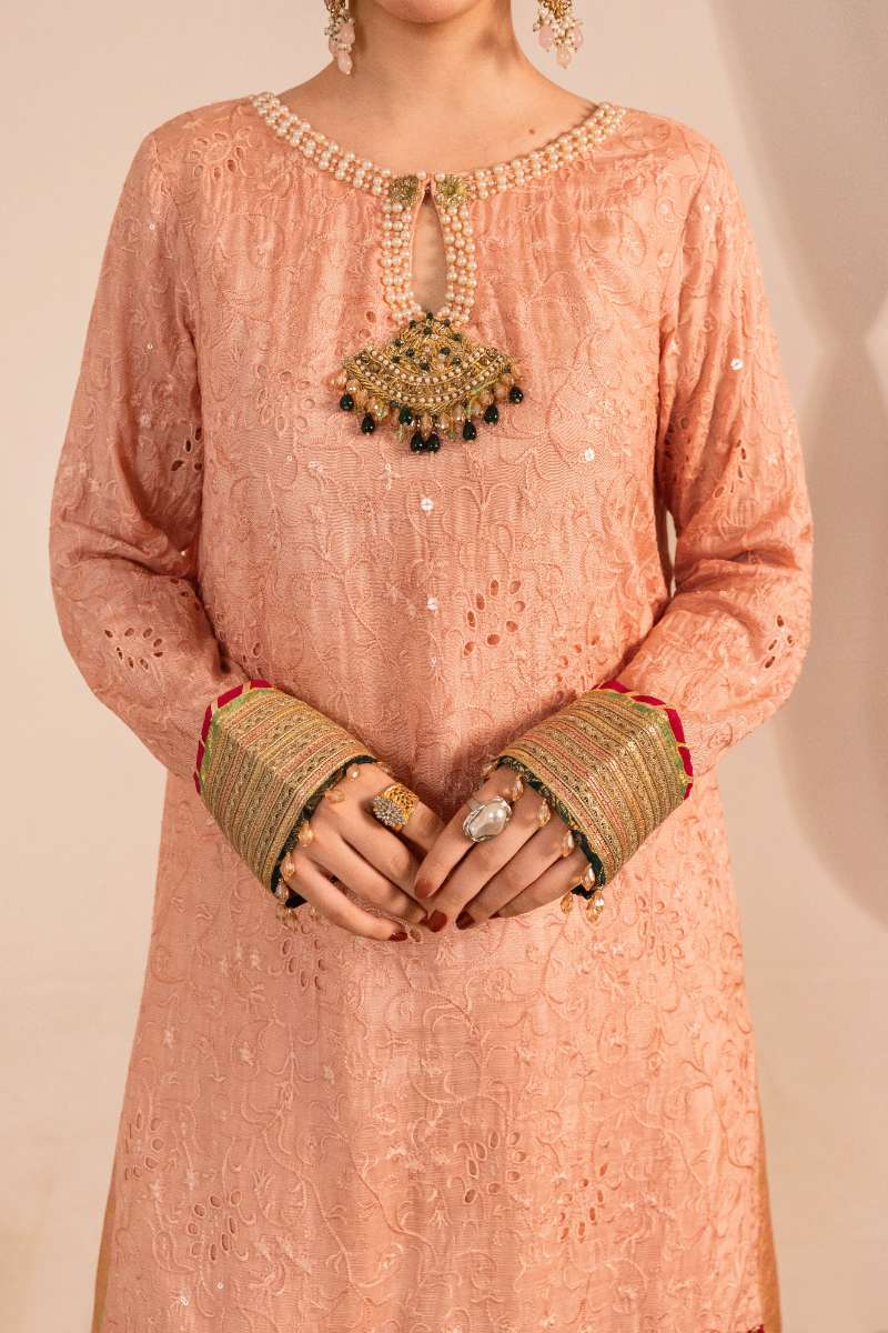 Zaaviay-Blush Glow-Blush Pink-Cutwork Silk-3 Piece