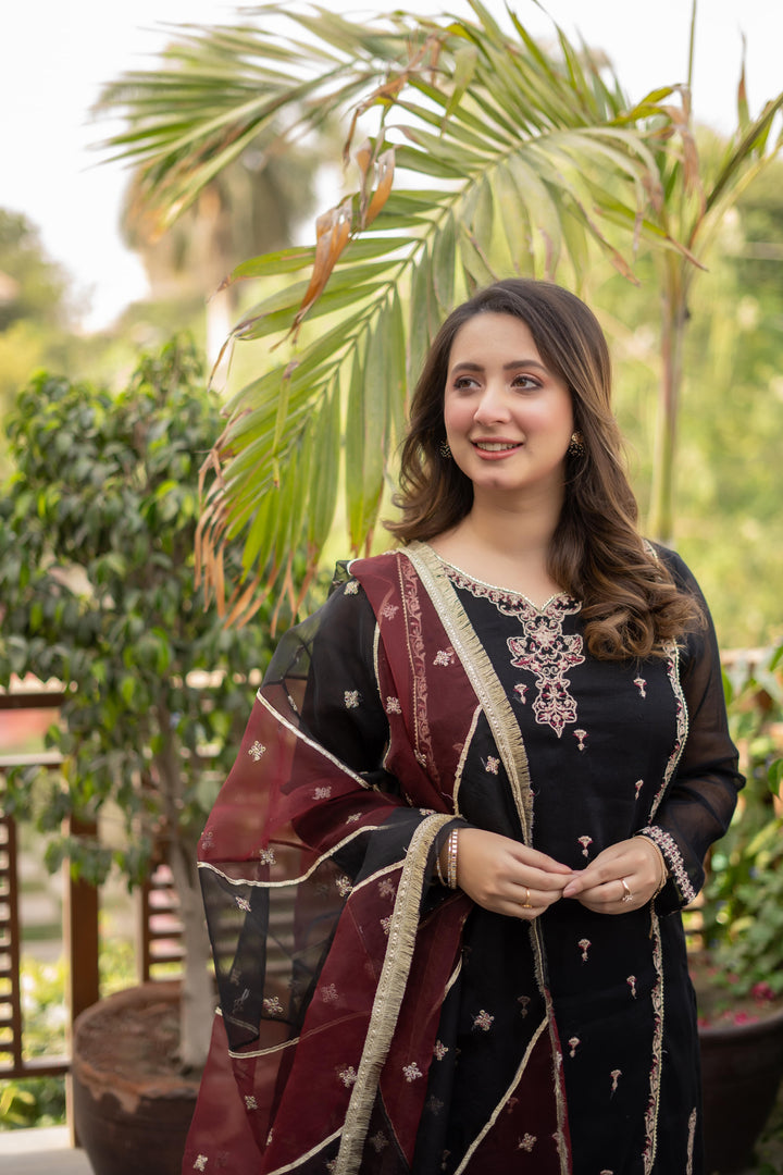 Omal by Komal - KOHRA - Black - Khaadi Net & Organza - 3 Piece