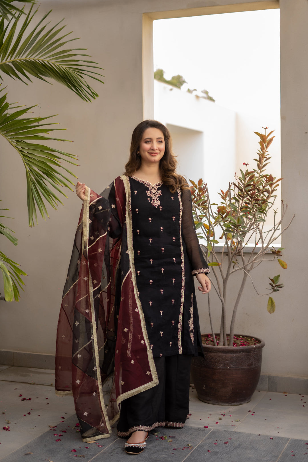 Omal by Komal - KOHRA - Black - Khaadi Net & Organza - 3 Piece